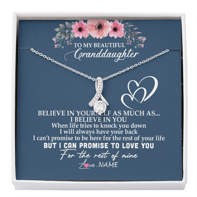 Alluring Beauty Necklace | Personalized To My Granddaughter Necklace from Grandma Nana Papa Believe In Yourself Granddaughter Graduation Birthday Customized Message Card | teecentury