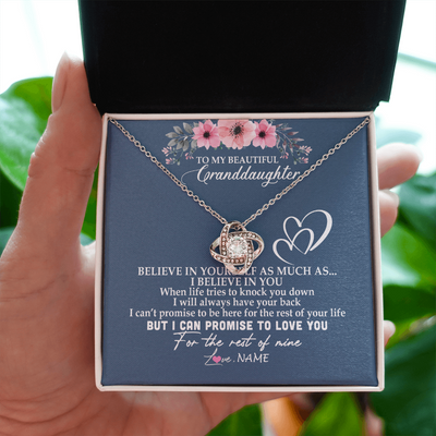 Love Knot Necklace | Personalized To My Granddaughter Necklace from Grandma Nana Papa Believe In Yourself Granddaughter Graduation Birthday Customized Message Card | teecentury