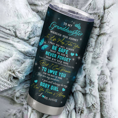 Personalized To My Granddaughter Tumbler From Grandma Grandpa Stainless Steel Cup Fairy Silhouette Fantasy Moon Granddaughter Birthday Christmas Travel Mug | teecentury