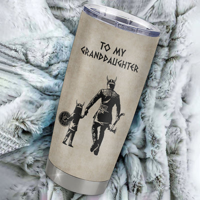 Personalized To My Granddaughter Tumbler From Grandpa Papa Stainless Steel Cup You Will Never Lose Viking Granddaughter Birthday Christmas Travel Mug | teecentury