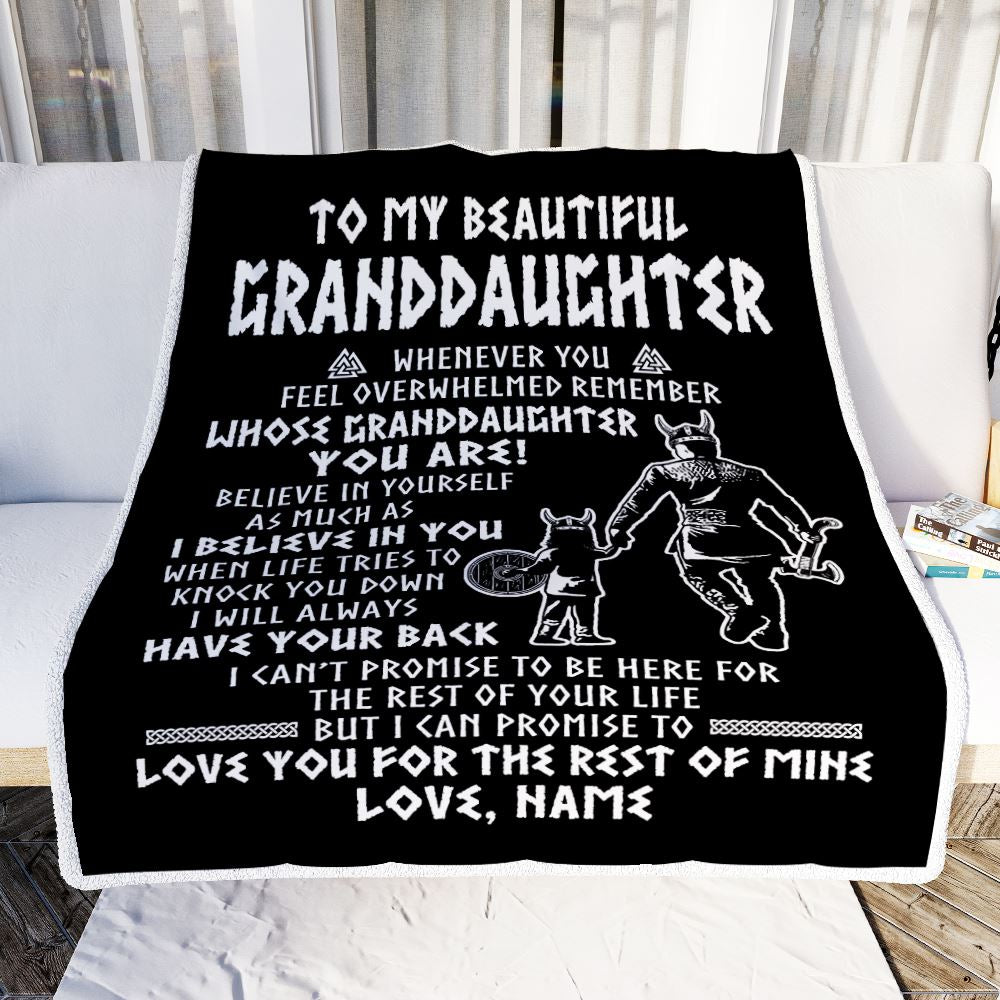 Personalized To My Granddaughter Viking Blanket From Grandpa Whenever You Feel Overwhelmed Birthday Christmas Customized Bed Fleece Blanket | teecentury