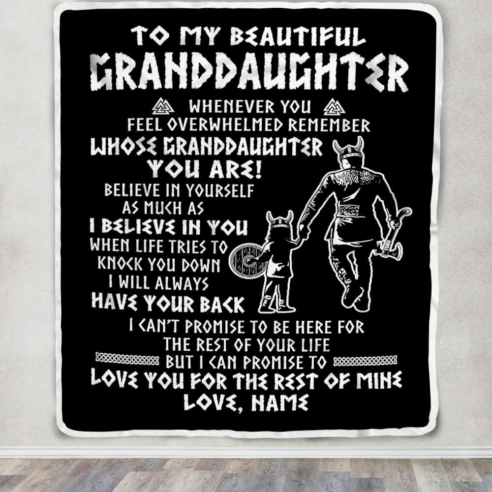 Personalized To My Granddaughter Viking Blanket From Grandpa Whenever You Feel Overwhelmed Birthday Christmas Customized Bed Fleece Blanket | teecentury