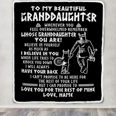 Personalized To My Granddaughter Viking Blanket From Grandpa Whenever You Feel Overwhelmed Birthday Christmas Customized Bed Fleece Blanket | teecentury