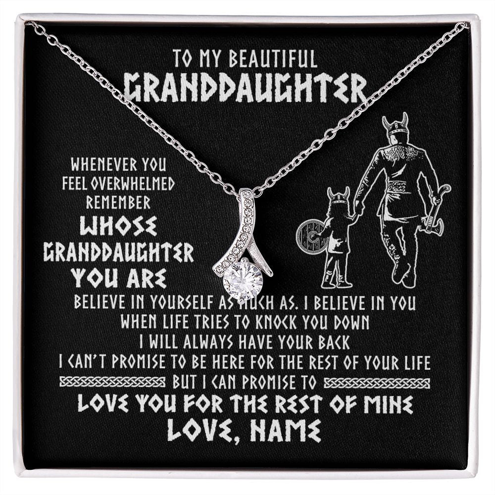 Alluring Beauty Necklace | Personalized To My Granddaughter Viking Necklace From Grandpa Whenever You Feel Overwhelmed Birthday Christmas Jewelry Customized Gift Box Message Card | teecentury