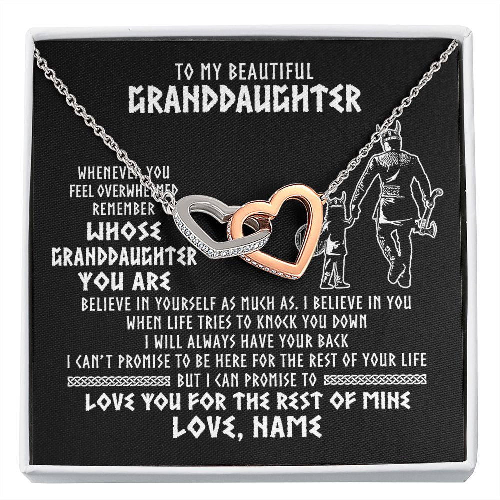 Interlocking Hearts Necklace | Personalized To My Granddaughter Viking Necklace From Grandpa Whenever You Feel Overwhelmed Birthday Christmas Jewelry Customized Gift Box Message Card | teecentury