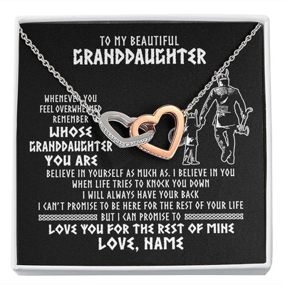 Interlocking Hearts Necklace | Personalized To My Granddaughter Viking Necklace From Grandpa Whenever You Feel Overwhelmed Birthday Christmas Jewelry Customized Gift Box Message Card | teecentury