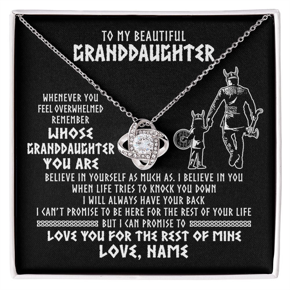 Love Knot Necklace | Personalized To My Granddaughter Viking Necklace From Grandpa Whenever You Feel Overwhelmed Birthday Christmas Jewelry Customized Gift Box Message Card | teecentury