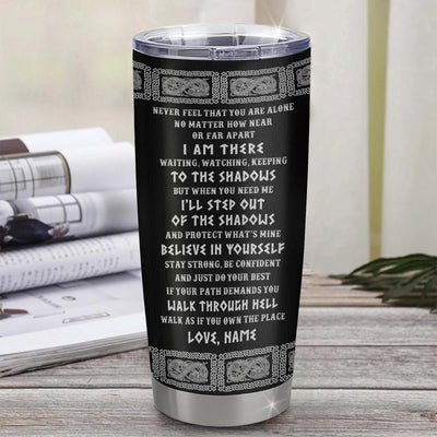Personalized To My Granddaughter Viking Stainless Steel Tumbler Cup Never Feel You Are Alone Odin Scandinavian Norse Runes Birthday Christmas Christmas Travel Mug | teecentury