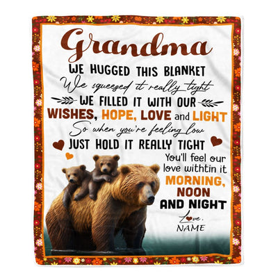 Personalized To My Grandma Blanket From Granddaughter Grandson Bear I Love You Grandma Birthday Mothers Day Christmas Customized Fleece Throw Blanket | teecentury