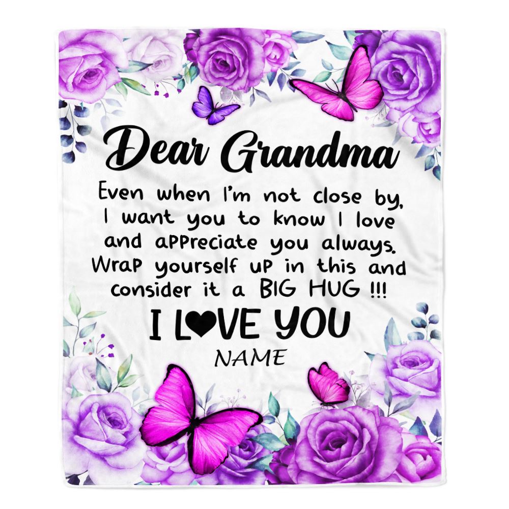 Personalized To My Grandma Blanket From Granddaughter Grandson Butterfly Love And Appreciate Grandma Birthday Mothers Day Christmas Customized Fleece Blanket | teecentury