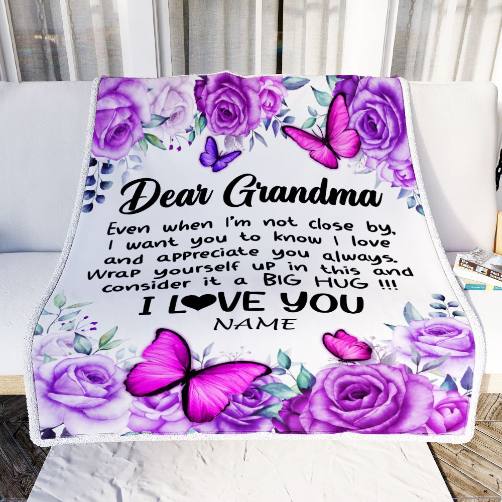 Personalized To My Grandma Blanket From Granddaughter Grandson Butterfly Love And Appreciate Grandma Birthday Mothers Day Christmas Customized Fleece Blanket | teecentury