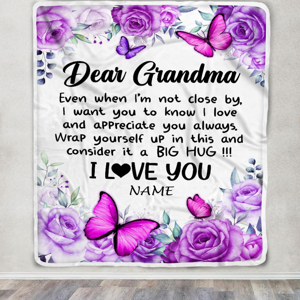 Personalized To My Grandma Blanket From Granddaughter Grandson Butterfly Love And Appreciate Grandma Birthday Mothers Day Christmas Customized Fleece Blanket | teecentury