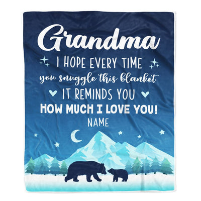 Personalized To My Grandma Blanket From Granddaughter Grandson I Hope Every Time Bear Grandma Birthday Mothers Day Christmas Customized Fleece Blanket | teecentury