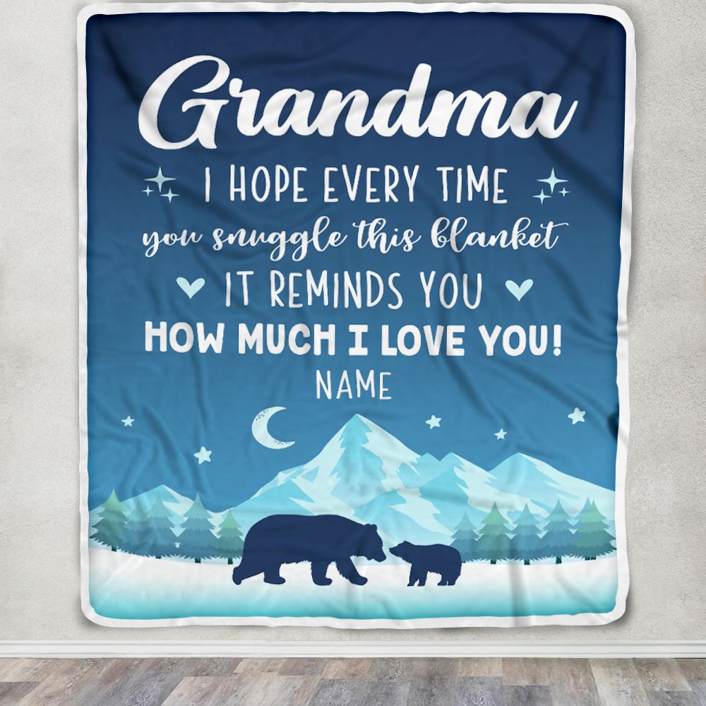 Personalized To My Grandma Blanket From Granddaughter Grandson I Hope Every Time Bear Grandma Birthday Mothers Day Christmas Customized Fleece Blanket | teecentury