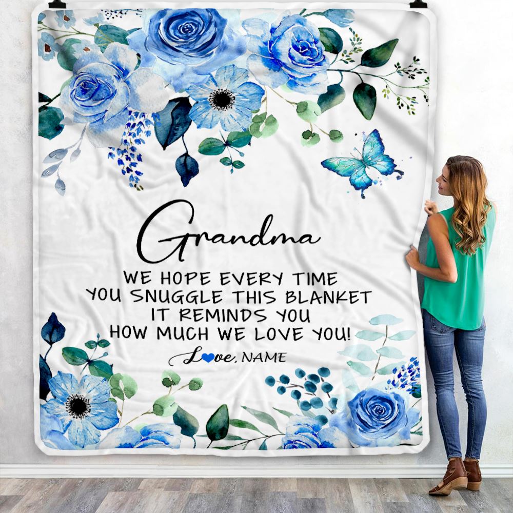 Personalized To My Grandma Blanket From Grandkids Floral How Much We Love You Grandma Birthday Mothers Day Christmas Customized Fleece Throw Blanket | teecentury