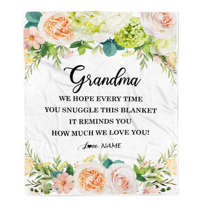 Personalized To My Grandma Blanket From Grandkids How Much We Love You Flower Grandma Birthday Mothers Day Christmas Customized Fleece Throw Blanket | teecentury