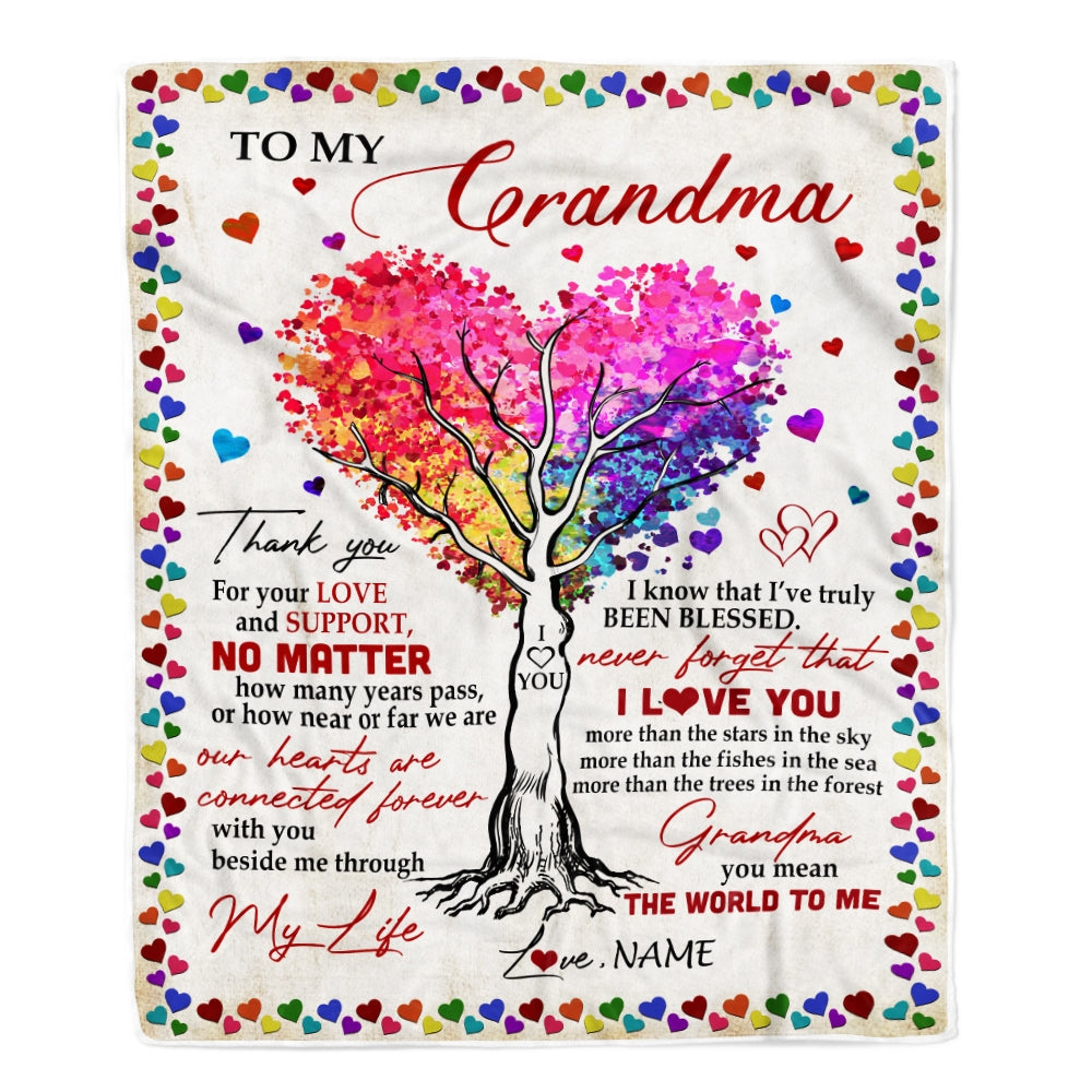 Personalized To My Grandma Blanket From Grandkids Never Forget That I Love You You Mean The World to Me Grandma Birthday Mothers Day Christmas Fleece Blanket Blanket | Teecentury.com