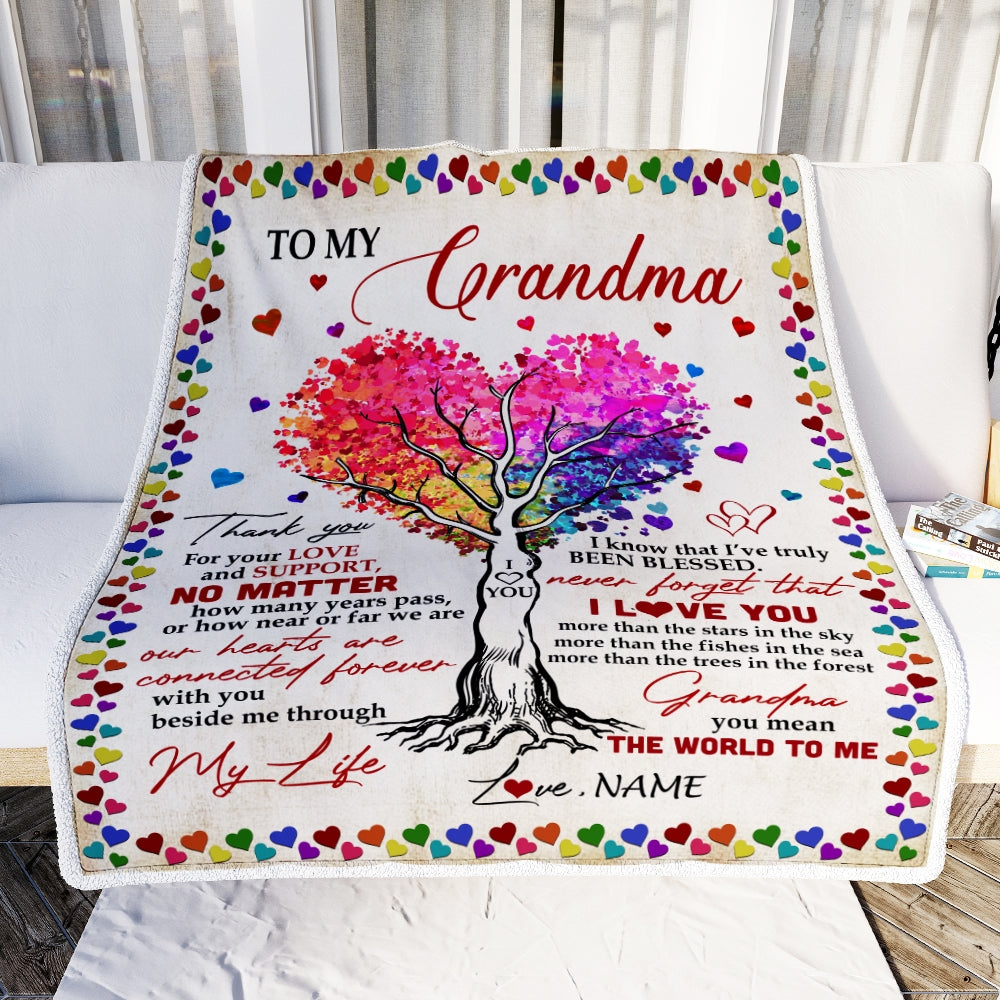Personalized To My Grandma Blanket From Grandkids Never Forget That I Love You You Mean The World to Me Grandma Birthday Mothers Day Christmas Fleece Blanket Blanket | Teecentury.com
