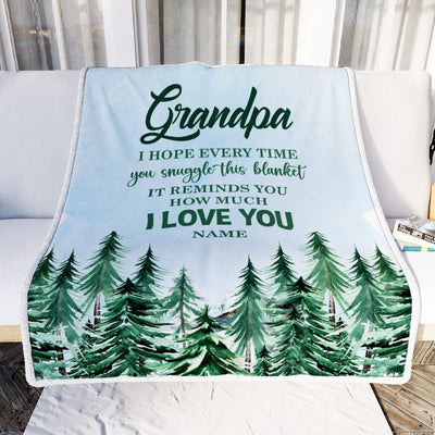 Personalized To My Grandpa Blanket From Grandchildren Grandkids I Hope Every Time Forest Green Grandpa Birthday Fathers Day Christmas Customized Fleece Blanket | teecentury