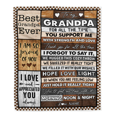 Personalized To My Grandpa Blanket From Granddaughter Grandson Thank You For All The Time Birthday Fathers Day Christmas Customized Bed Fleece Throw Blanket | teecentury
