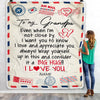 Personalized To My Grandpa Blanket From Grandkids I Love You Hugs Air Mail Letter Grandpa Birthday Fathers Day Christmas Customized Fleece Blanket Blanket | Teecentury.com