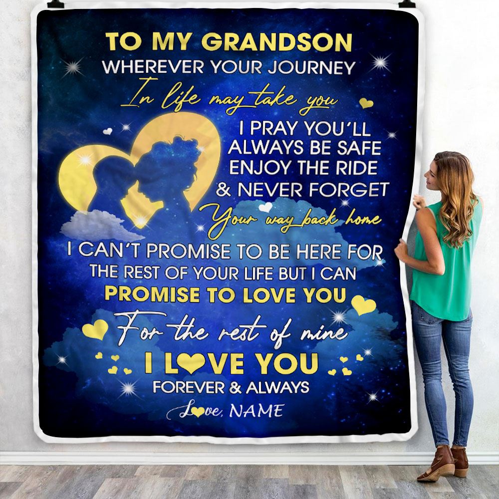 Personalized To My Grandson Blanket From Grandma Grammy Wherever Your Journey Grandson Birthday Graduation Christmas Customized Bed Fleece Throw Blanket | teecentury