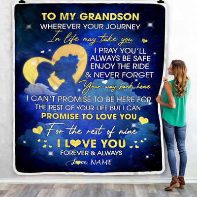 Personalized To My Grandson Blanket From Grandma Grammy Wherever Your Journey Grandson Birthday Graduation Christmas Customized Bed Fleece Throw Blanket | teecentury