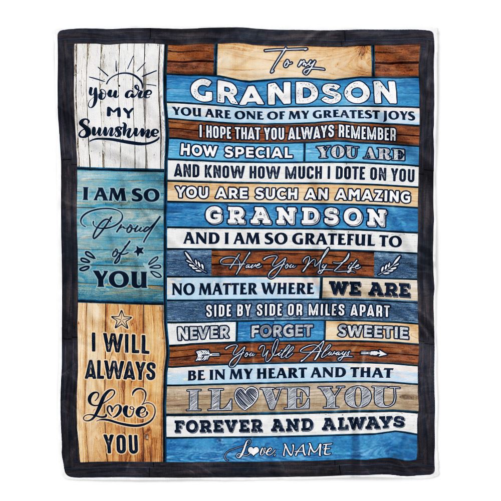 Personalized To My Grandson Blanket From Grandma Grandpa My Greatest Joys Grandson Birthday Graduation Christmas Customized Bed Fleece Throw Blanket | teecentury