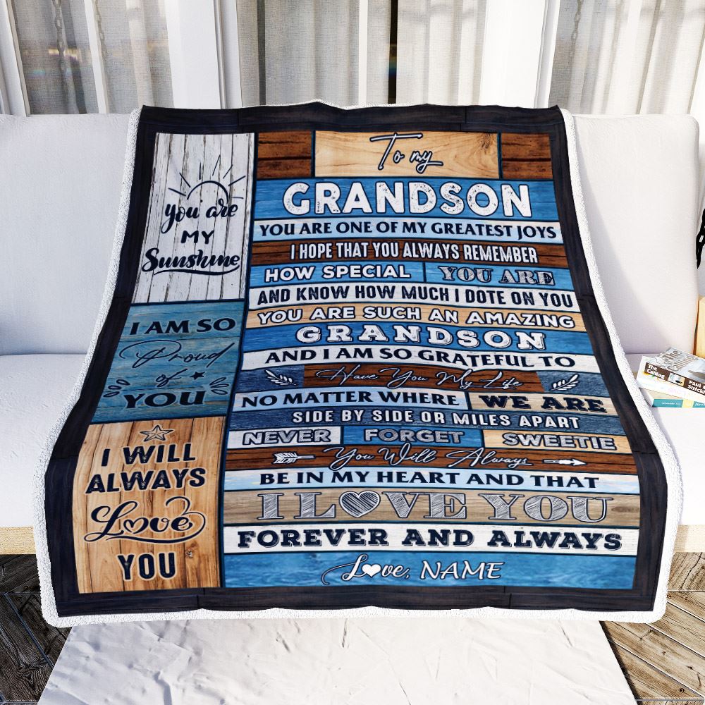 Personalized To My Grandson Blanket From Grandma Grandpa My Greatest Joys Grandson Birthday Graduation Christmas Customized Bed Fleece Throw Blanket | teecentury