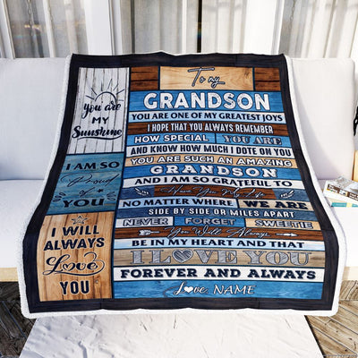 Personalized To My Grandson Blanket From Grandma Grandpa My Greatest Joys Grandson Birthday Graduation Christmas Customized Bed Fleece Throw Blanket | teecentury