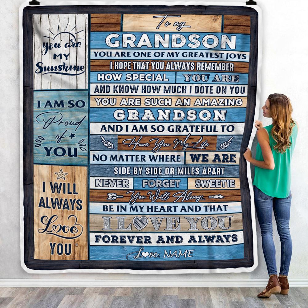 Personalized To My Grandson Blanket From Grandma Grandpa My Greatest Joys Grandson Birthday Graduation Christmas Customized Bed Fleece Throw Blanket | teecentury