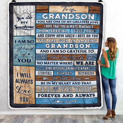 Personalized To My Grandson Blanket From Grandma Grandpa My Greatest Joys Grandson Birthday Graduation Christmas Customized Bed Fleece Throw Blanket | teecentury