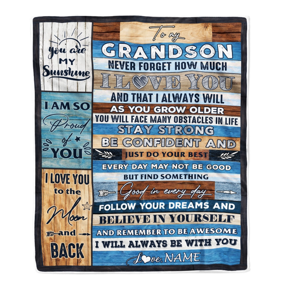 Personalized To My Grandson Blanket From Grandma Grandpa Papa Proud Of You I Love You Wood Grandson Birthday Christmas Fleece Throw Blanket Blanket | Teecentury.com