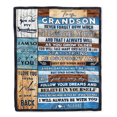 Personalized To My Grandson Blanket From Grandma Grandpa Papa Proud Of You I Love You Wood Grandson Birthday Christmas Fleece Throw Blanket Blanket | Teecentury.com