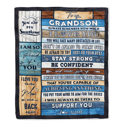 Personalized To My Grandson Blanket From Grandma Grandpa Wood How Much I Love You Granddaughter Birthday Graduation Christmas Customized Bed Fleece Blanket | teecentury