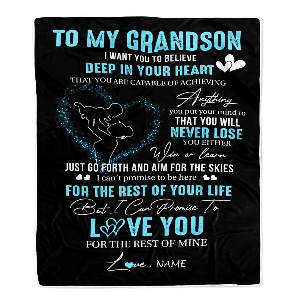 Personalized To My Grandson Blanket From Grandma Nana Promise To Love You Grandson Birthday Graduation Christmas Customized Bed Fleece Throw Blanket | teecentury
