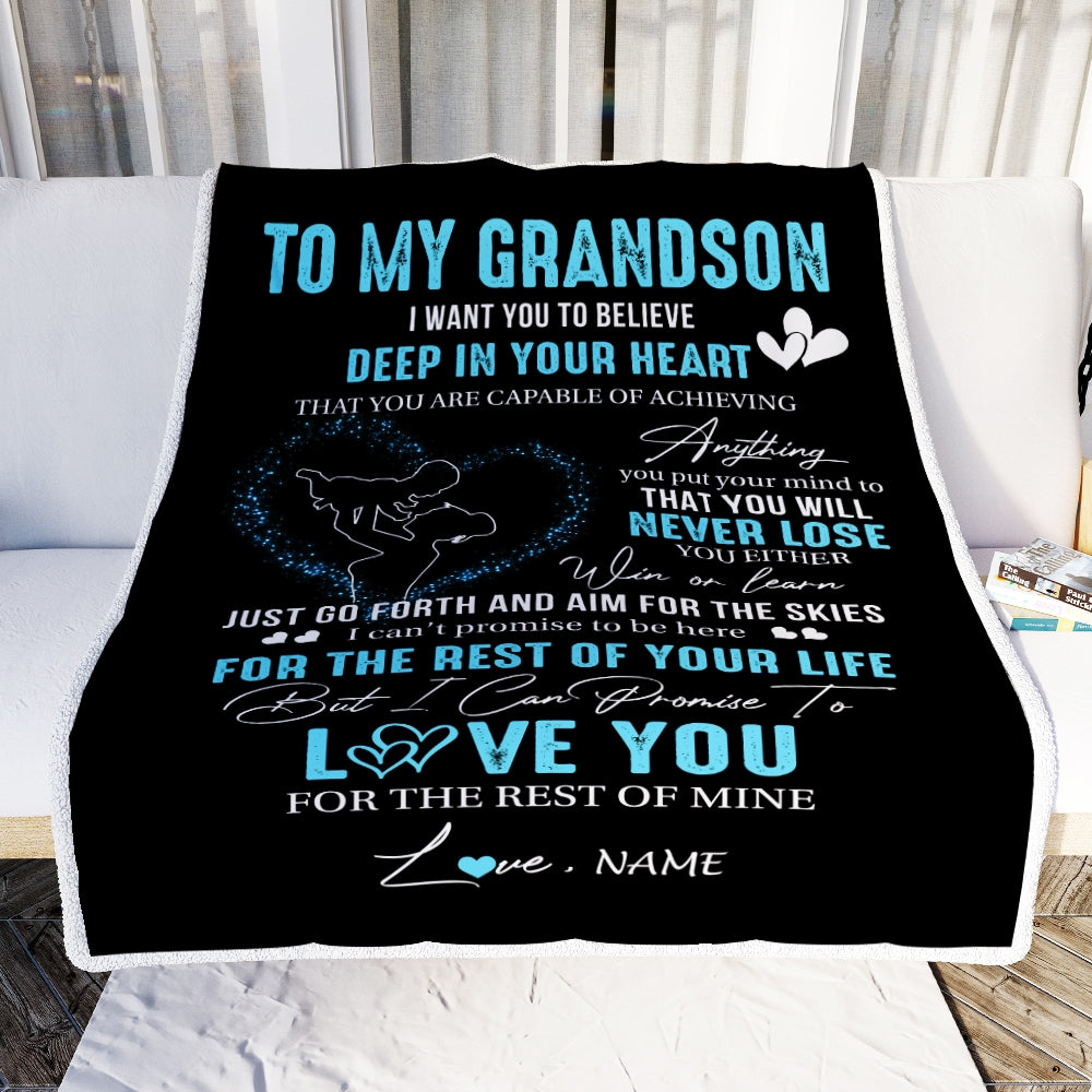 Personalized To My Grandson Blanket From Grandma Nana Promise To Love You Grandson Birthday Graduation Christmas Customized Bed Fleece Throw Blanket | teecentury