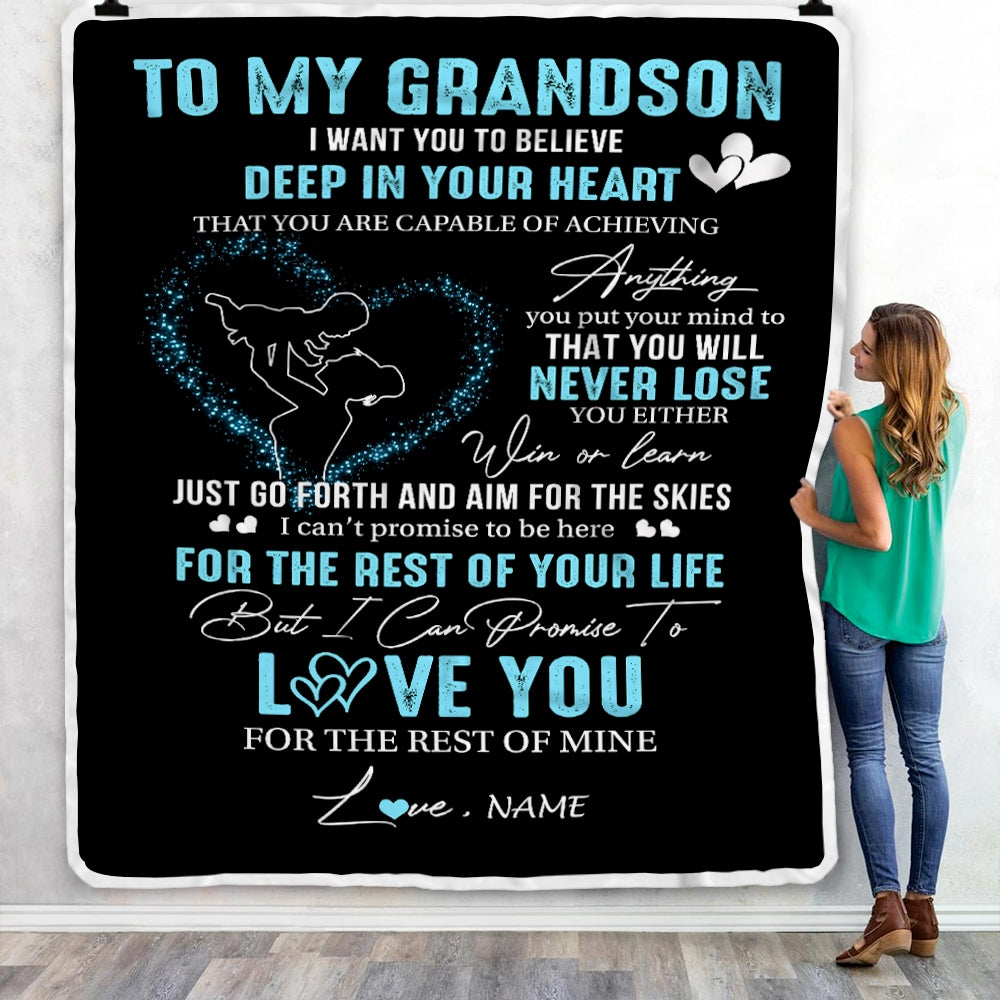 Personalized To My Grandson Blanket From Grandma Nana Promise To Love You Grandson Birthday Graduation Christmas Customized Bed Fleece Throw Blanket | teecentury