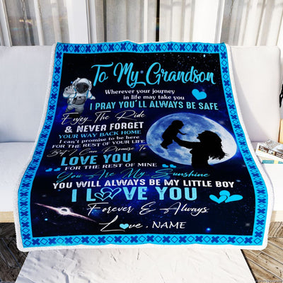 Personalized To My Grandson Blanket From Grandma Nana Wherever Your Journey My Little Boy Grandson Birthday Graduation Christmas Customized Fleece Blanket | teecentury