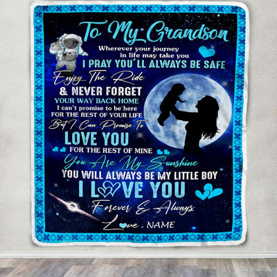 Personalized To My Grandson Blanket From Grandma Nana Wherever Your Journey My Little Boy Grandson Birthday Graduation Christmas Customized Fleece Blanket | teecentury