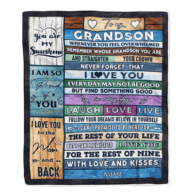 Personalized To My Grandson Blanket From Grandma Papa Wood Whenever You Feel Overwhelmed Grandson Birthday Christmas Graduation Customized Fleece Blanket | teecentury