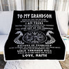 Personalized To My Grandson Blanket Viking Never Feel You Are Alone Odin Scandinavian Norse Runes Birthday Christmas Customized Bed Fleece Throw Blanket | teecentury