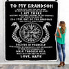 Personalized To My Grandson Blanket Viking Never Feel You Are Alone Odin Scandinavian Norse Runes Birthday Christmas Customized Bed Fleece Throw Blanket | teecentury