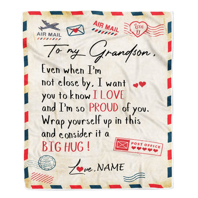 Personalized To My Grandson Blanket from Grandma Papa Proud Of You Air Mail Letter Grandson Birthday Graduation Christmas Gift Bed Quilt Fleece Throw Blanket Blanket | Teecentury.com