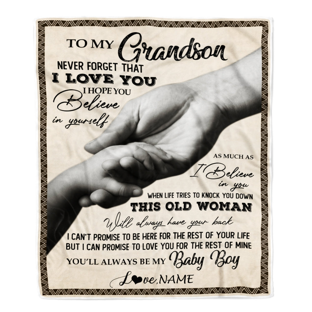 Personalized To My Grandson From Grandma Nana Never Forget That I Love You Great Birthday Thanksgiving Graduation Christmas Bed Quilt Fleece Throw Blanket Blanket | Teecentury.com