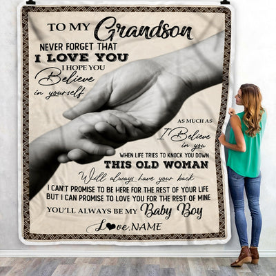 Personalized To My Grandson From Grandma Nana Never Forget That I Love You Great Birthday Thanksgiving Graduation Christmas Bed Quilt Fleece Throw Blanket Blanket | Teecentury.com