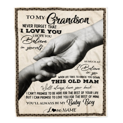 Personalized To My Grandson From Grandpa Papa Never Forget That I Love You Great Birthday Thanksgiving Graduation Christmas Bed Quilt Fleece Throw Blanket Blanket | Teecentury.com