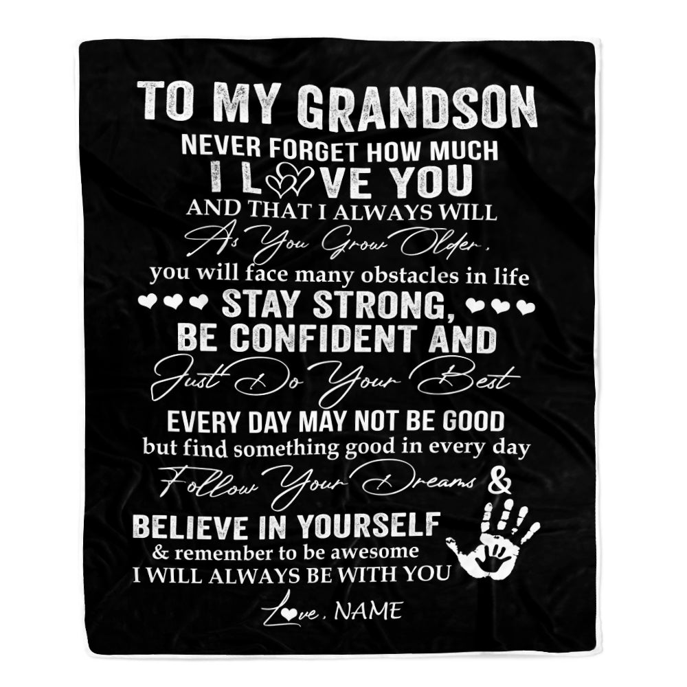 Personalized To My Grandson I Love You Forever From Grandma Grandpa Grandson Birthday Christmas Thanksgiving Graduation Customized Fleece Blanket Blanket | Teecentury.com