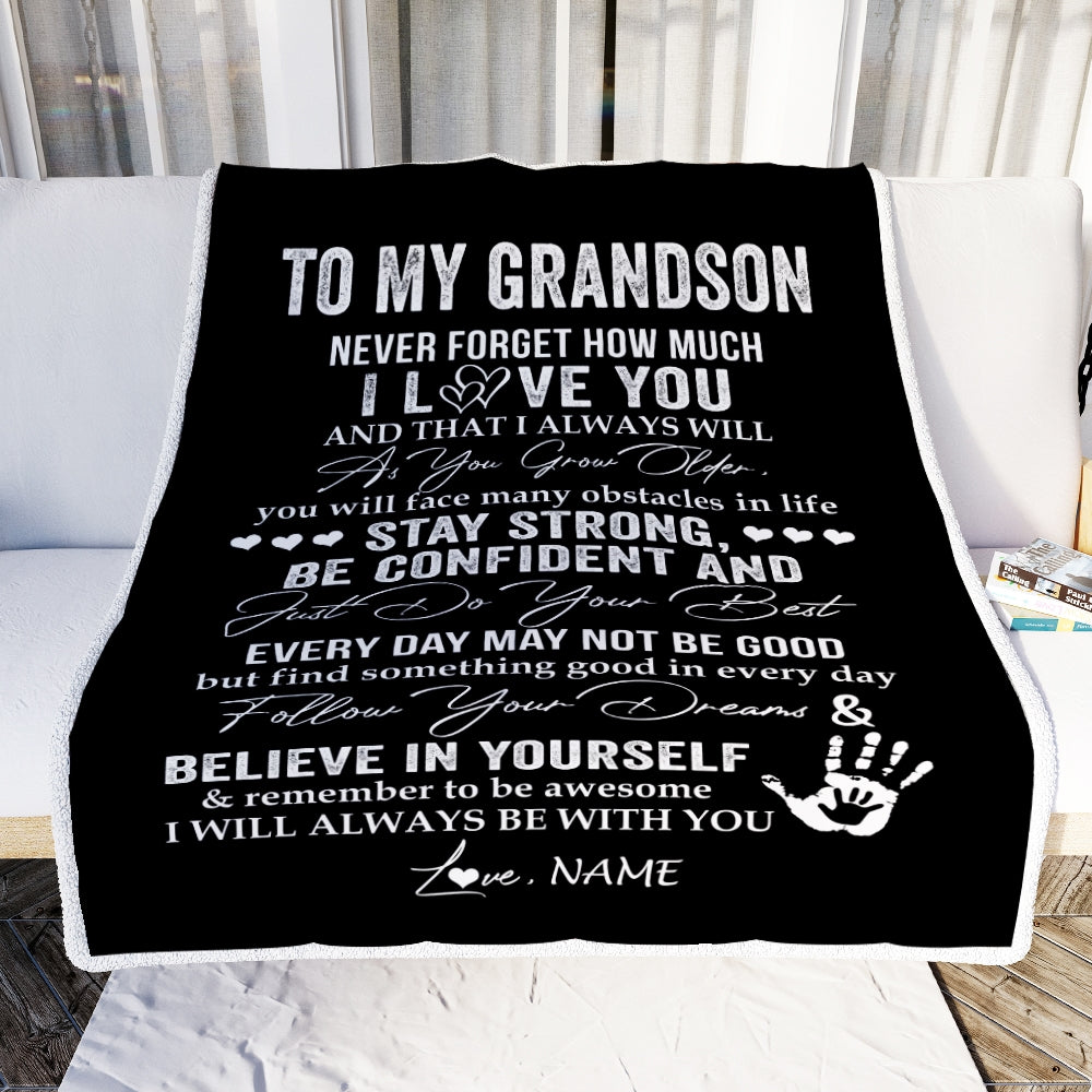 Personalized To My Grandson I Love You Forever From Grandma Grandpa Grandson Birthday Christmas Thanksgiving Graduation Customized Fleece Blanket Blanket | Teecentury.com