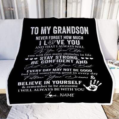 Personalized To My Grandson I Love You Forever From Grandma Grandpa Grandson Birthday Christmas Thanksgiving Graduation Customized Fleece Blanket Blanket | Teecentury.com
